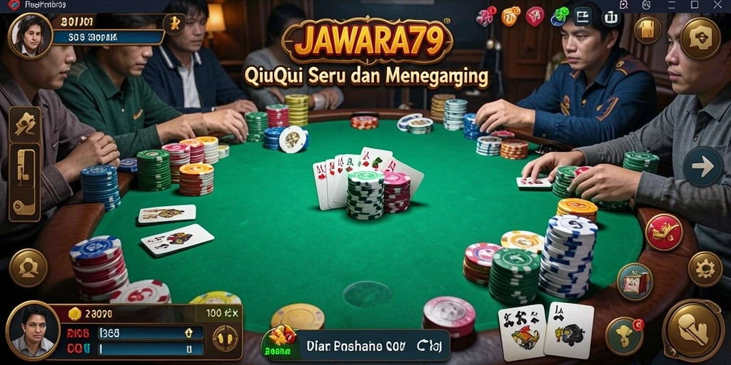 Tampilan gameplay seru JAWARA79 dengan aksi kartu QiuQiu.