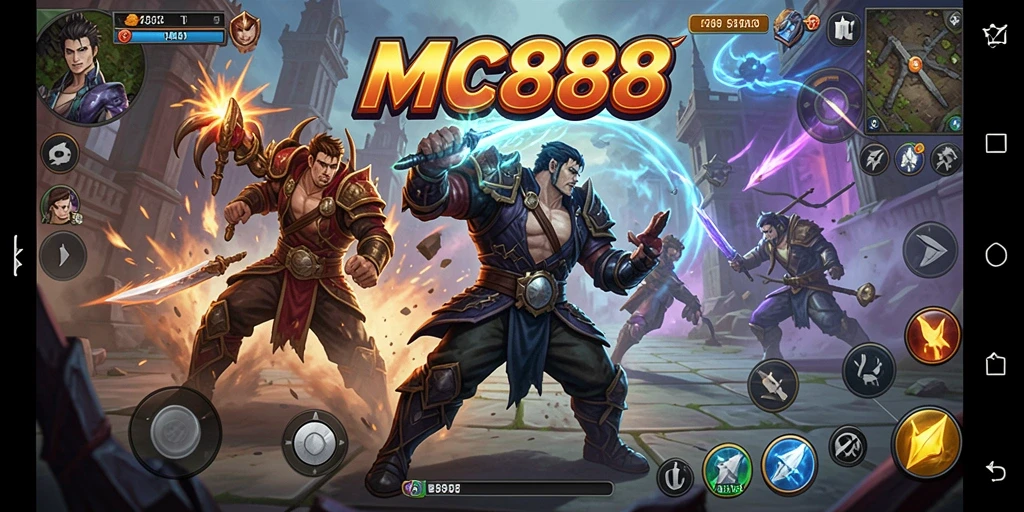 Screenshot utama MC888 menampilkan aksi pertarungan yang seru.